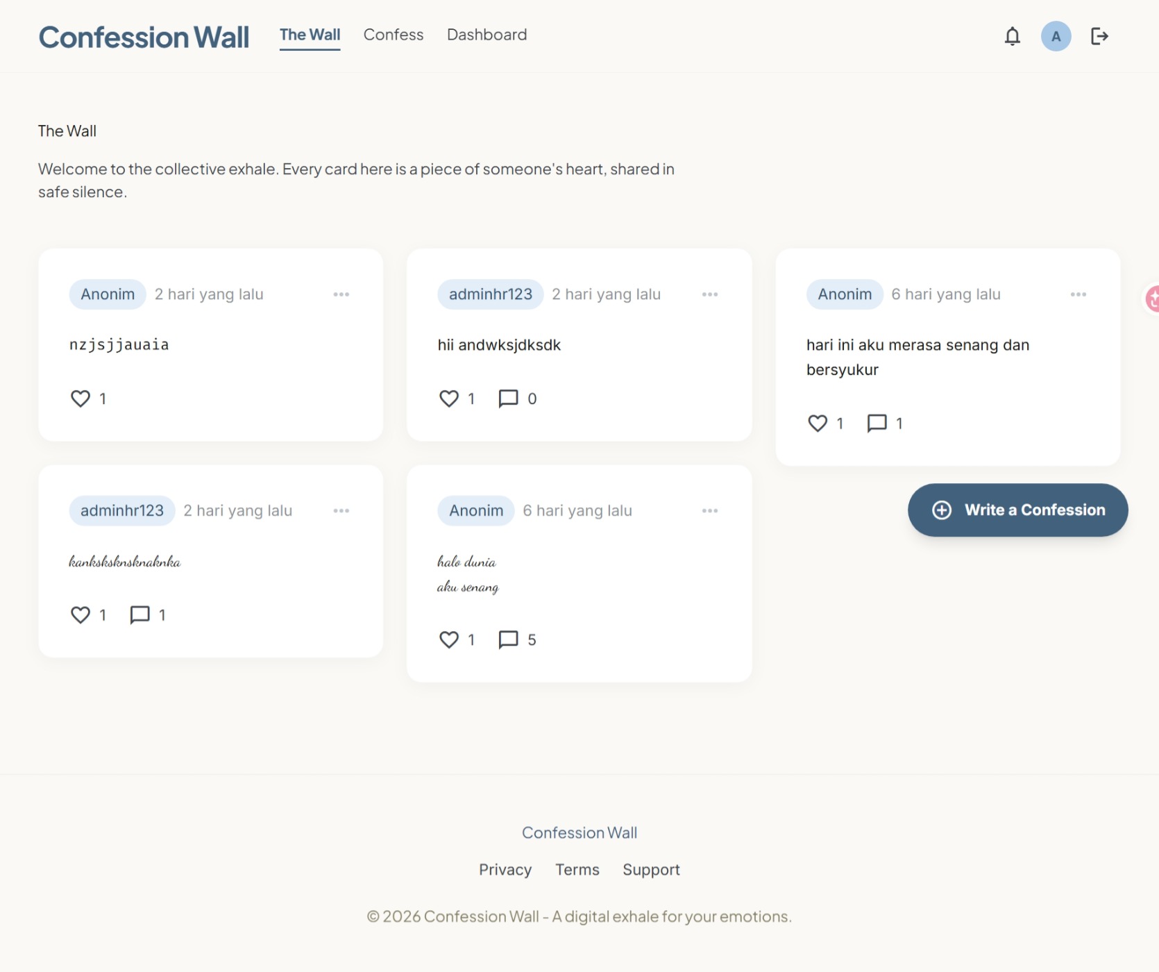 Preview Confession Wall